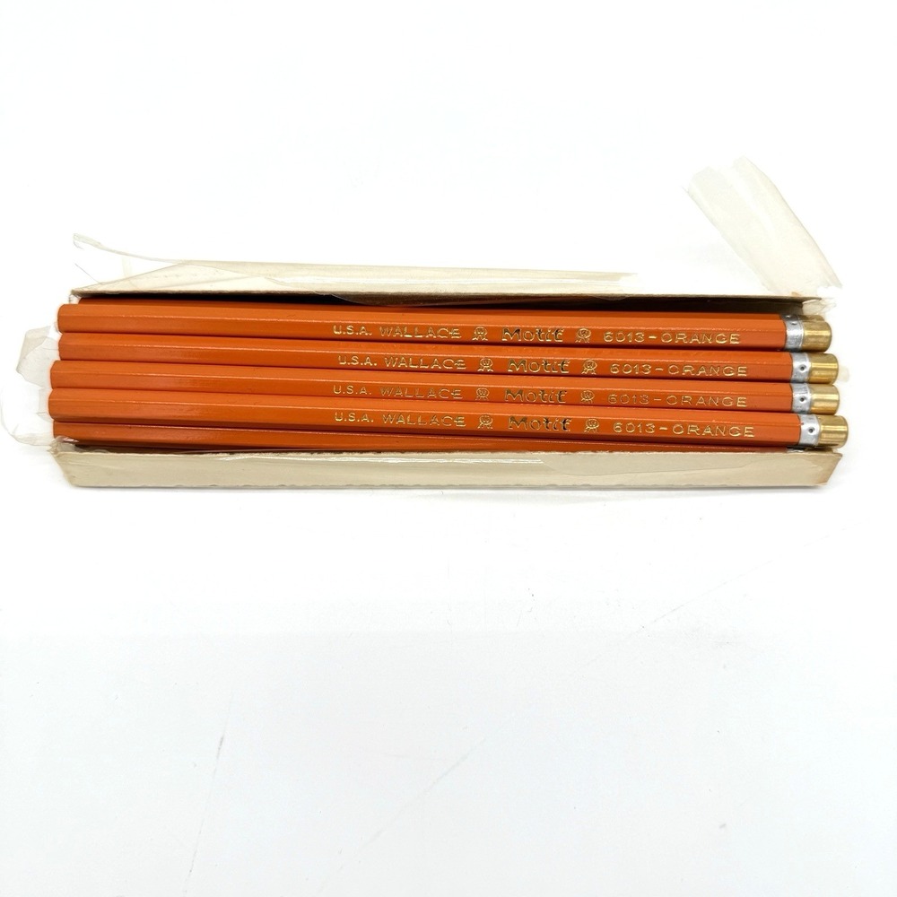 9 Vintage Wallace Motif Orange Lead Pencils 5013 Lead Is Orange